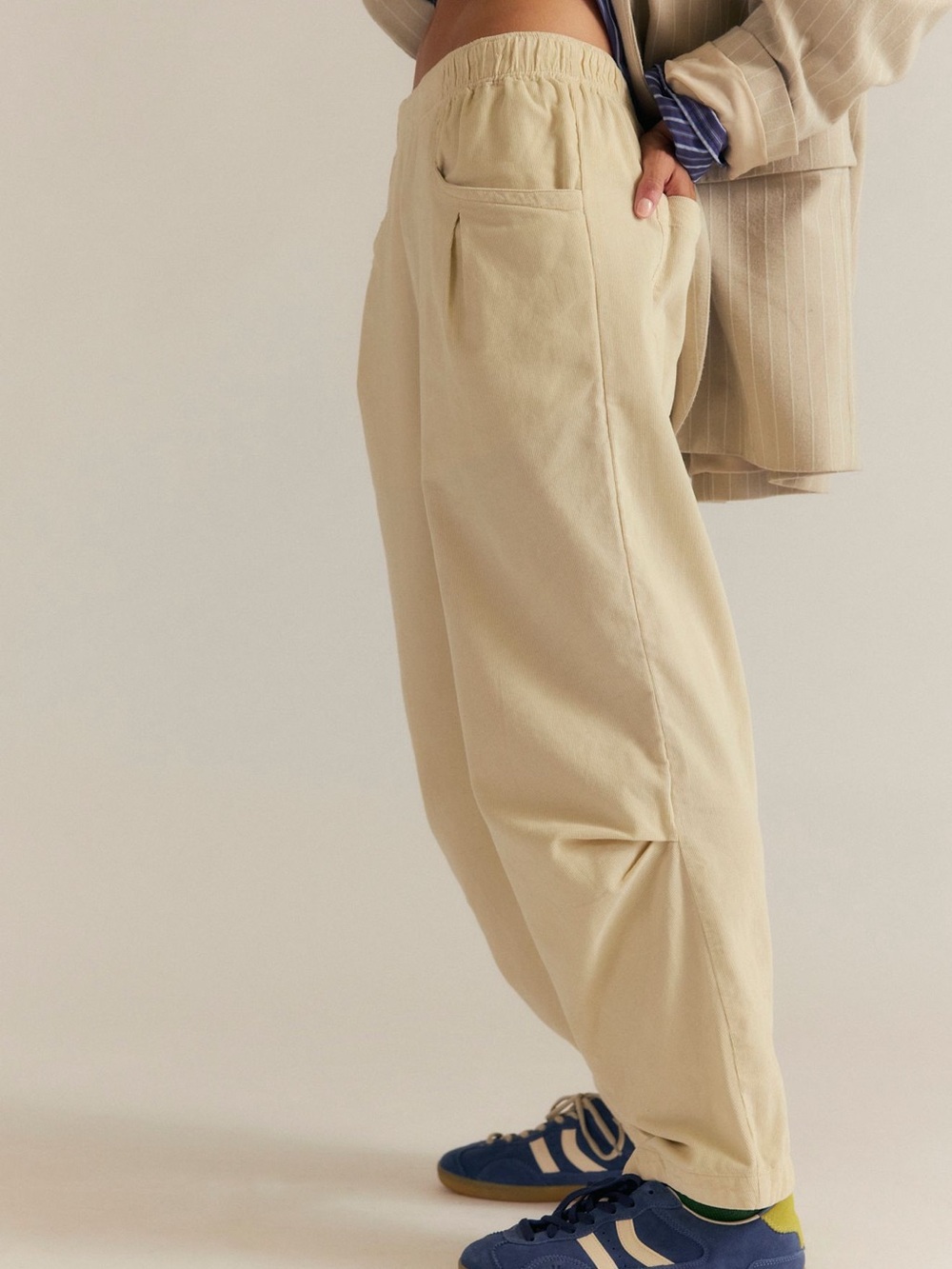 We the Free Nice Choice Cord Pants at Free People in White Swan, Size: Large